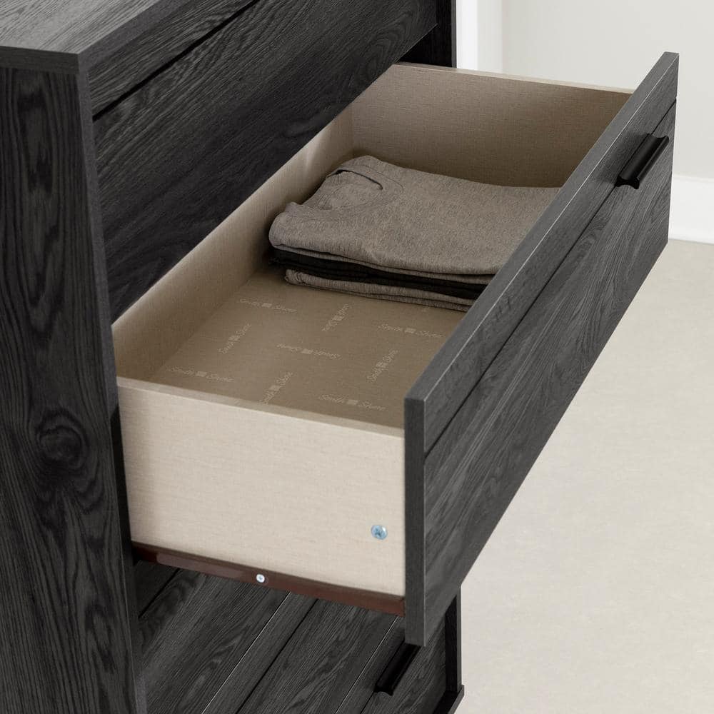 Gray Oak 5-Drawer Chest with Soft Close Drawer