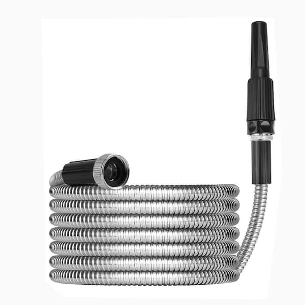 Cisvio 1/2 in. x 25 ft. 304-Stainless Steel Garden Water Hose Pipe Flexible Lightweight Kink Free Garden Water Outdoor Hose