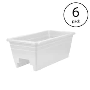 9 in. W White Deck Rail Plastic Box Planter with Plugs (6-Pack)