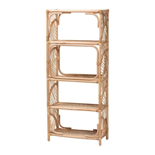 Baara 5-Tier Rattan Household Shelving Unit Natural Brown (23.6 in. W x 55.2 in. H x 11.8 in. D)