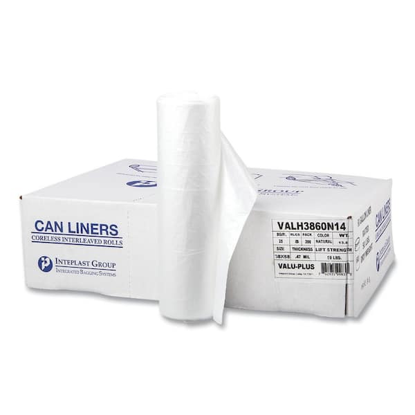 High-Density Commercial Can Liners Value Pack, 60 gal, 14 mic, 38
