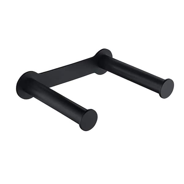 ATKING Stainless Steel Wall-Mount Double Post Toilet Paper Holder in Matte Black