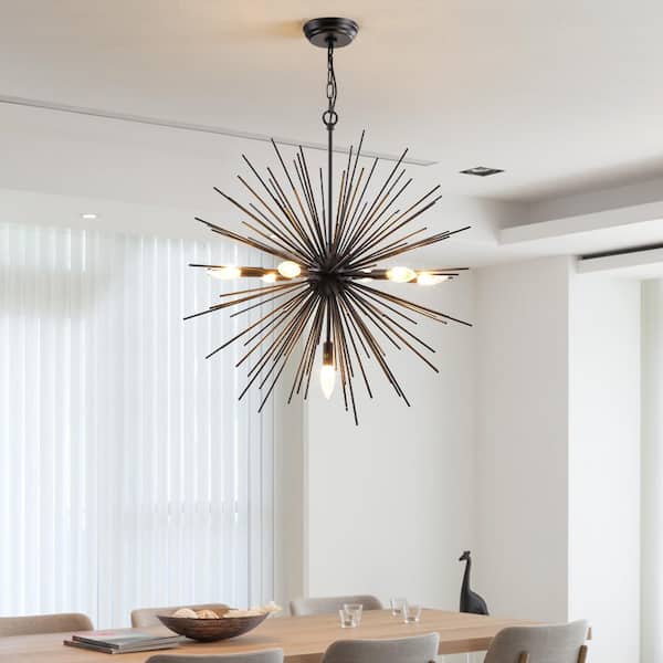 Augusta 7 -Light Gold Sputnik Sphere Chandelier with Wrought Iron Accents