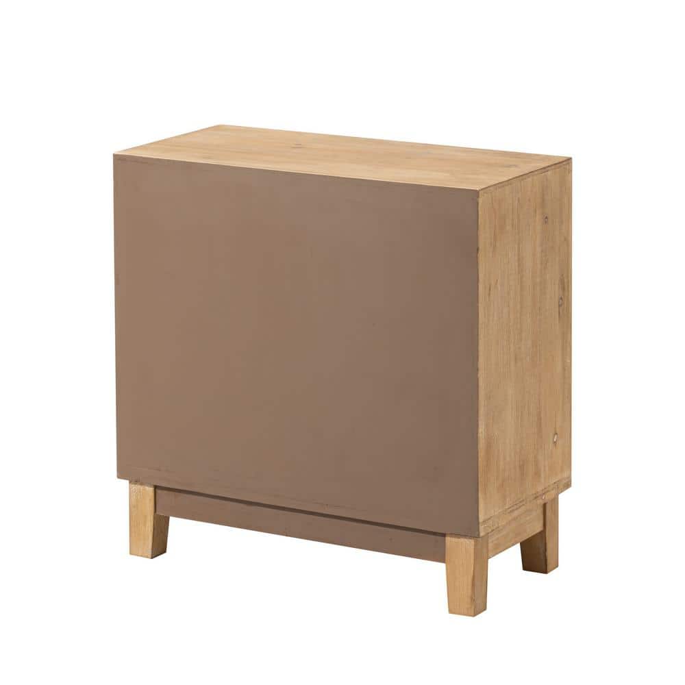 Natural Wood 3-Drawer Farmhouse Dresser with Handicraft Motif