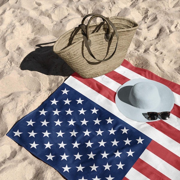 USA Flag Cotton/Polyester Blend Beach Towel 30x60 inches