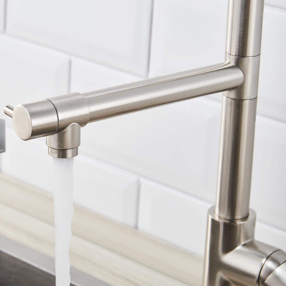 Brushed Nickel Commercial Pull-Down Kitchen Faucet with Sprayer