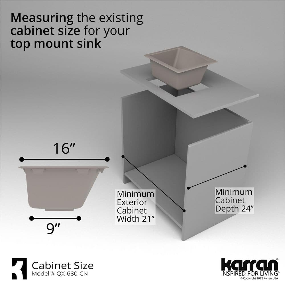 Concrete Quartz Composite 18'' Single Bowl Kitchen Sink