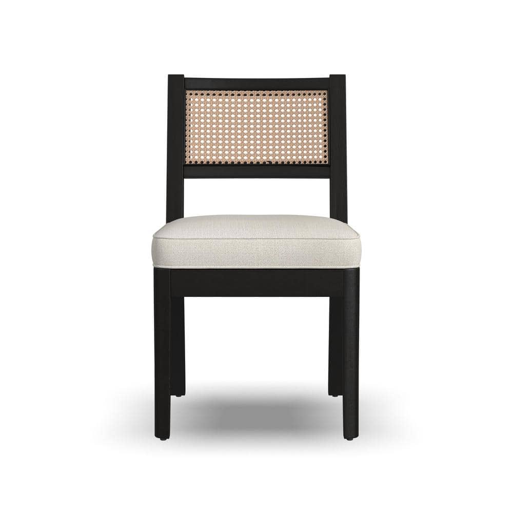 Brentwood Black Wood Round Dining Set with Ivory Cushions