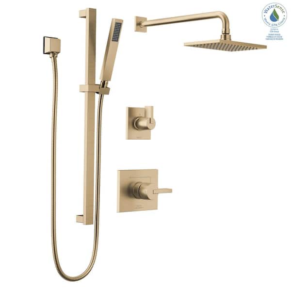 Delta Vero Gold 2-Handle 2-Spray Shower Faucet 1.75 GPM with Hand