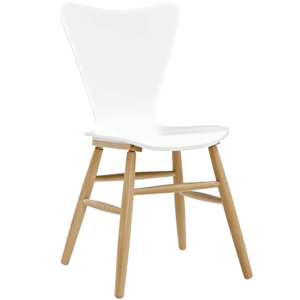 Cascade White Bentwood Dining Side Chair with Tapered Legs