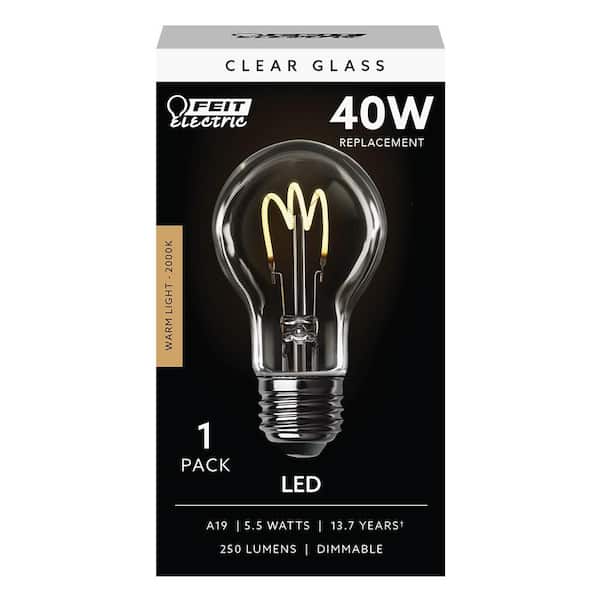 Feit Electric 40-Watt Equivalent AT19 Dimmable Amber Glass Vintage Edison LED Light Bulb with H Shape Filament Warm White (6-Pack) Feit Electric 40-Watt Equivalent AT19 Dimmable Amber Glass Vintage Edison LED Light Bulb with H Shape Filament Warm White (6-Pack)