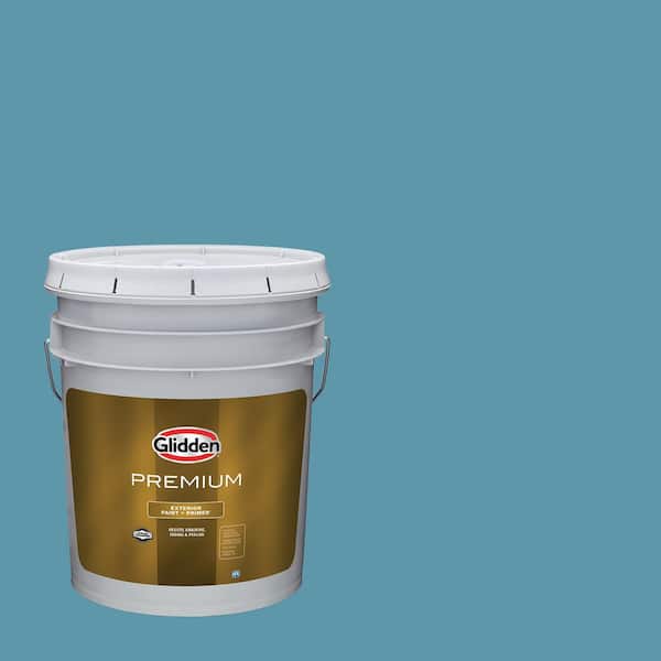 Glidden Premium 5 gal. PPG1151-5 Aqua Blue Semi-Gloss Exterior Latex Paint