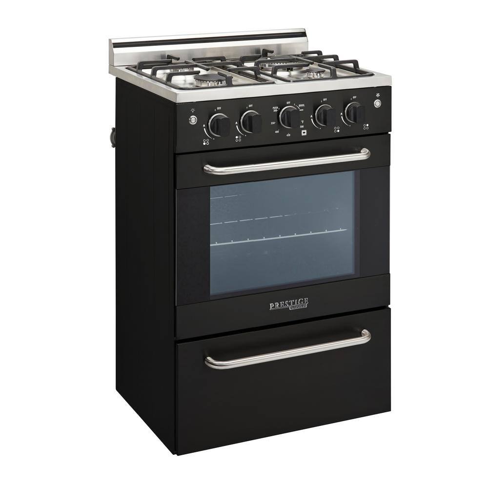 Sleek Modern 24" Black Freestanding Gas Convection Range