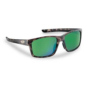 Freeline Polarized Sunglasses Matte Tortoise Frame with Amber Green Mirror Lens