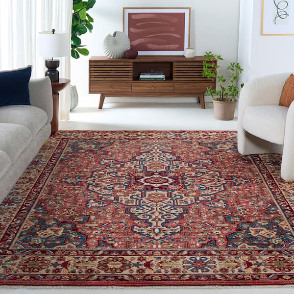 Kashan 10 ft. x 14 ft. Red/Ivory Antique Border Area Rug