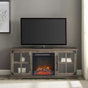 60 in. Gray Wash Composite TV Stand Fits TVs Up to 65 in. with Electric Fireplace