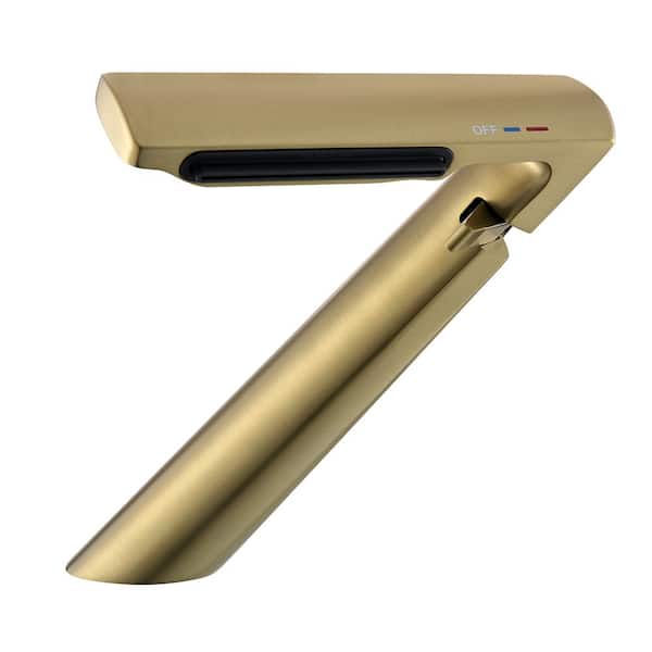 Unbranded Single Handle Single Hole Bathroom Faucet 1.97 GPM, Waterfall Basin Mixer Tap with Spot Resistant in Brushed Gold
