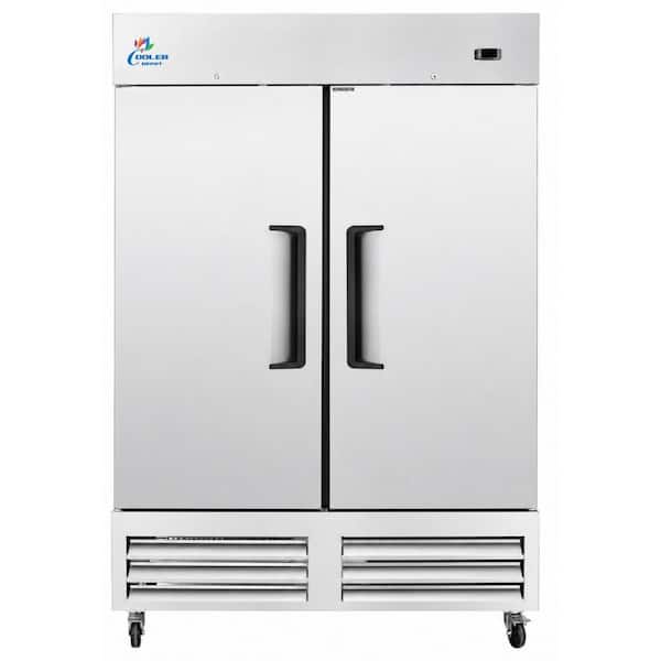 54 in. W 47 cu. ft. Two Door Auto Defrost Reach In Upright Commercial Refrigerator in Stainless Steel
