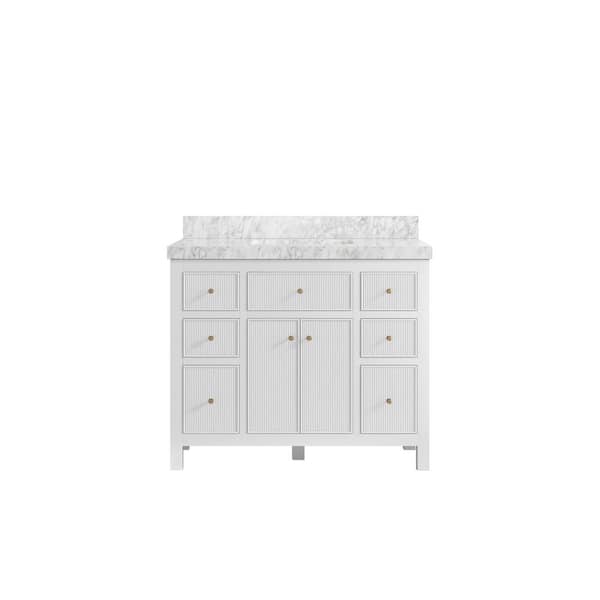 Willow Collections Sonoma 42 in. W x 22 in. D x 36 in. H Bath Vanity in White with 2" Carrara Marble Top