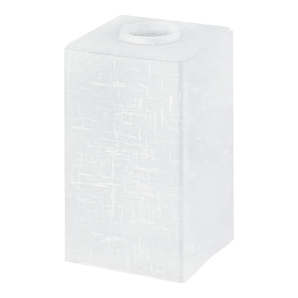 PRIVATE BRAND UNBRANDED 4 in. Handblown White Linen Glass Rectangular Pendant Lamp Shade with 2-1/4 in. Fitter