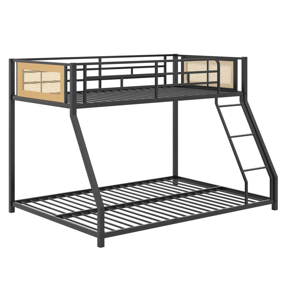 Metal Bunk Bed Twin over Full Low Profile Rattan Headboard 250 + 350 lb. Ramp Ladder 20 + 20 Slats No Spring price history on PriceWatchPro