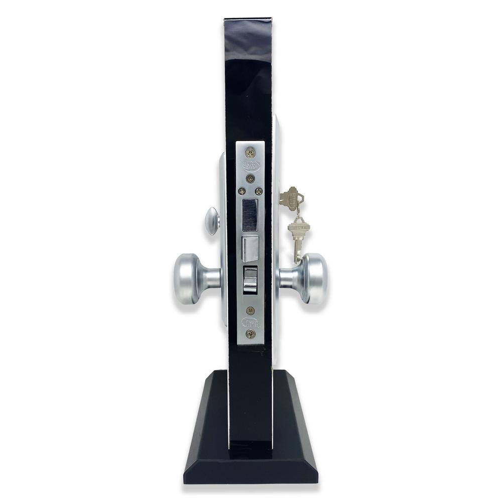 Right-Handed Satin Chrome Mortise Entry Knob Set with Deadbolt