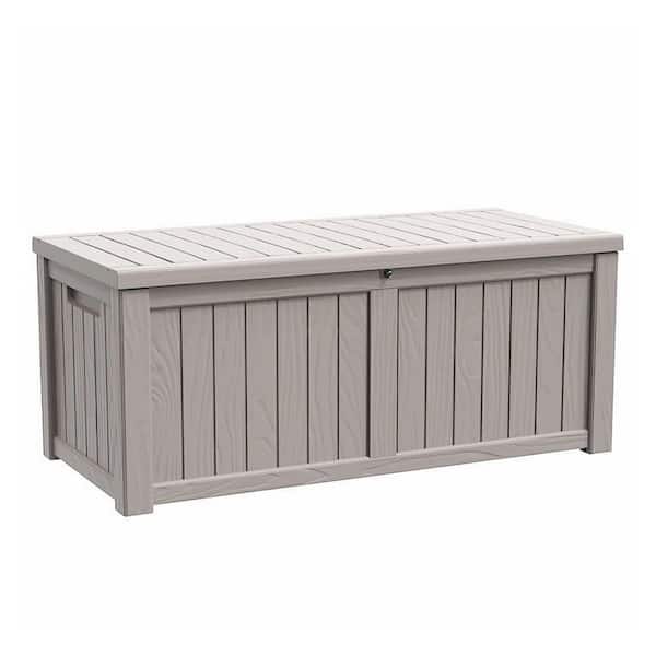 Unbranded 120 gal. Polypropylene Deck Box with Lockable Lid, Durable Outdoor Storage for Patio Lawn and Garden, Gray