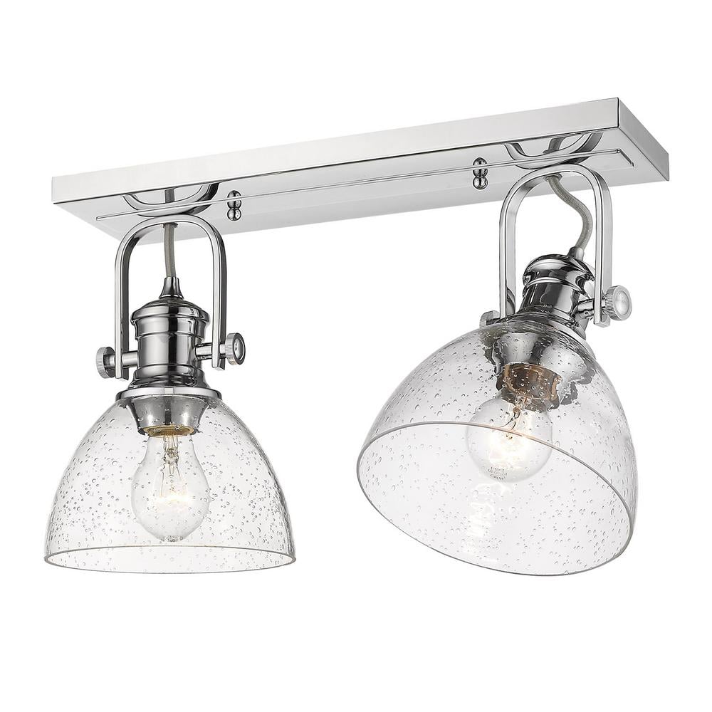 Transitional Hines 18" Chrome Semi-Flush Light with Opal Glass