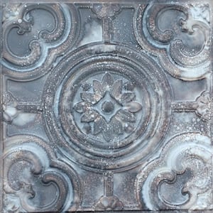 Classical Circles Reclaimed Tin 2 ft. x 2 ft. PVC Glue Up or Lay In Ceiling Tile (40 sq. ft./case)
