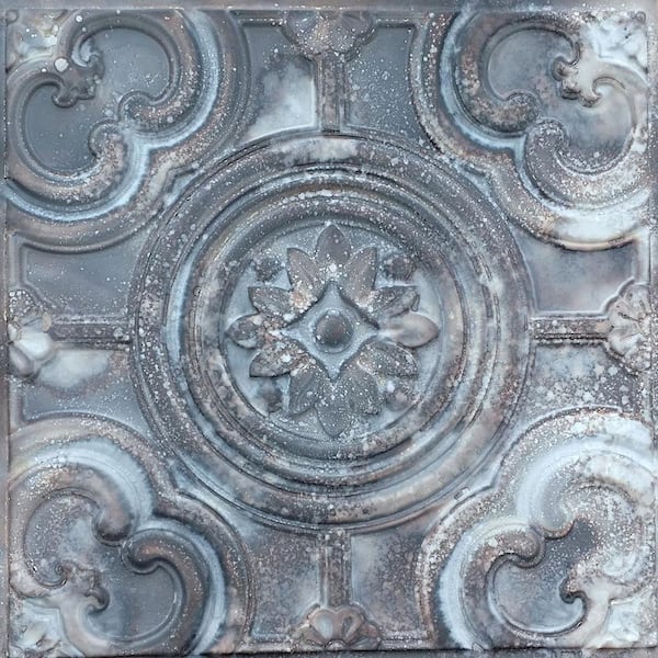 Classical Circles Reclaimed Tin 2 ft. x 2 ft. PVC Glue Up or Lay in Ceiling Tile (300 sq. ft./Case)