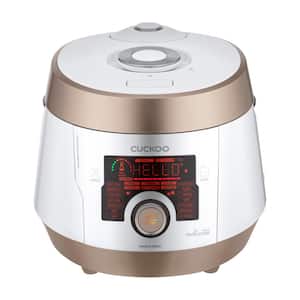 5 Qt. White/Gold Electric Multi Pressure Cooker with dial