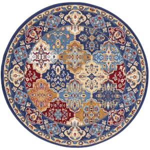 Grafix Multicolor 5 ft. x 5 ft. Persian Medallion Traditional Round Rug