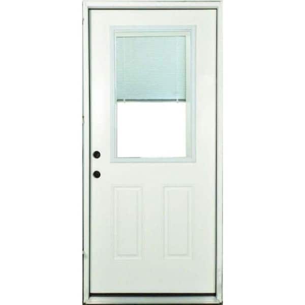 Steves & Sons 36 in. x 80 in. Element Series Right-Hand 1/2-Lite Mini Blind White Primed Steel Prehung Front Door