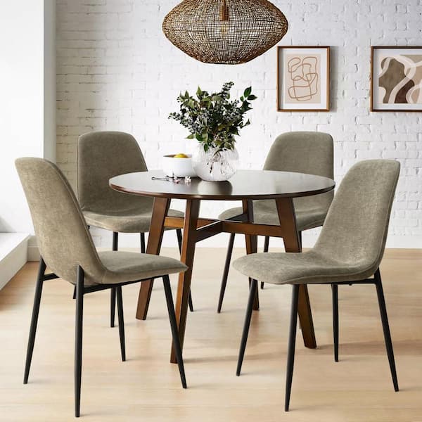 Green Upholstered Dining Chair with Black Metal Legs (Set of 4)