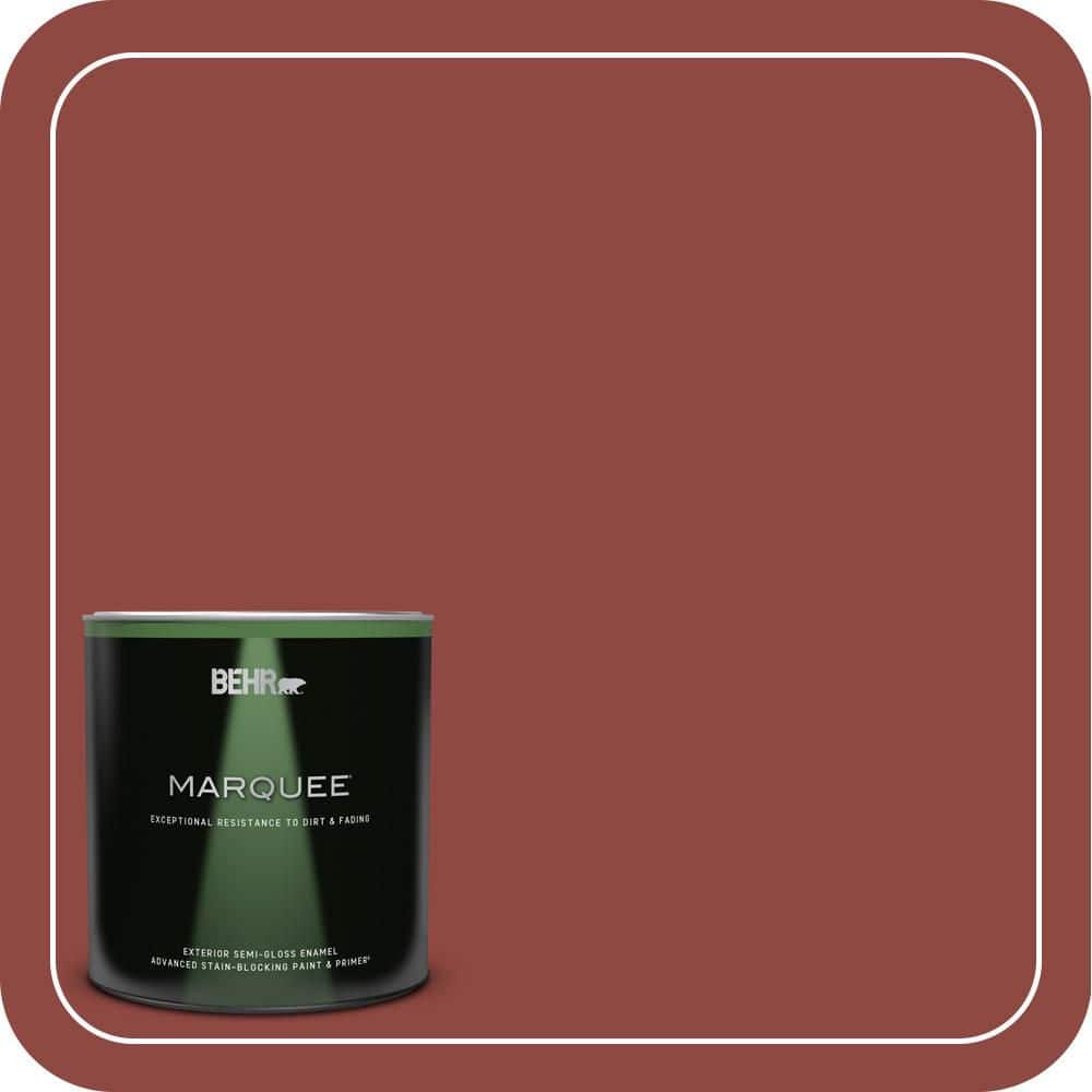 BEHR MARQUEE 1 qt. #PPH-72 Rusty Red Semi-Gloss Enamel Exterior Paint ...