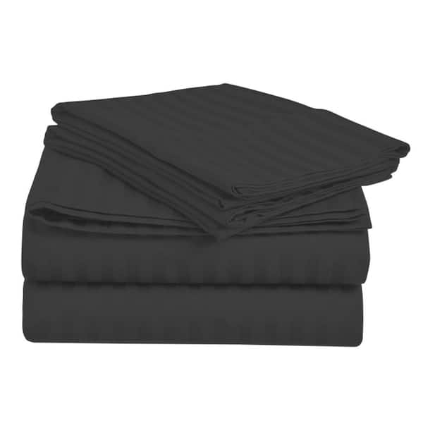 Unbranded Home Sweet Home 1800-Luxurious Hotel Extra Soft Deep Pocket Stripe Microfiber Sheet Set (Twin, Black)