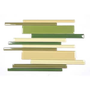 Modern Yellow Green 12 in. x 12 in. Mixed Glass Mosaic Wall Tile (10 sq. ft./Case)