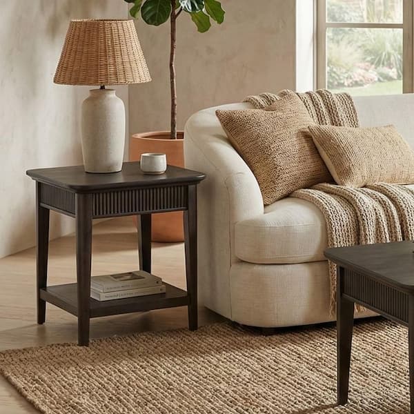 Haven 22 in. Coal Rectangular Solid Wood End Table