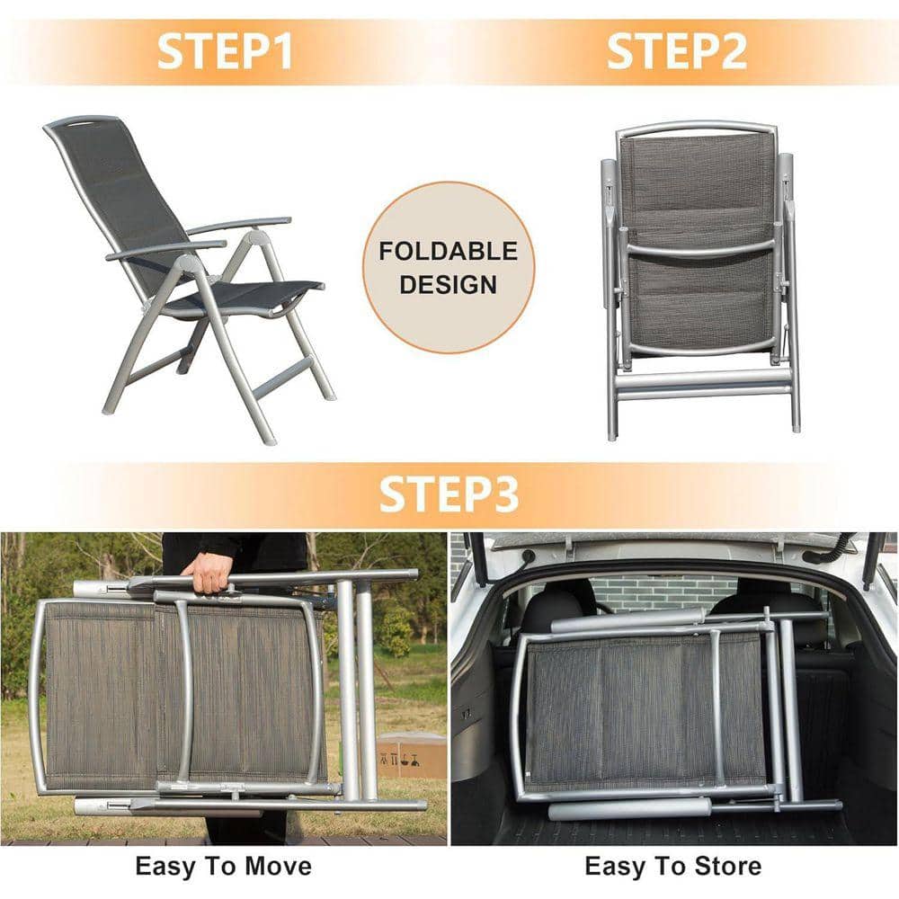 Demonstration of the folding and storage process of the outdoor recliner chair.