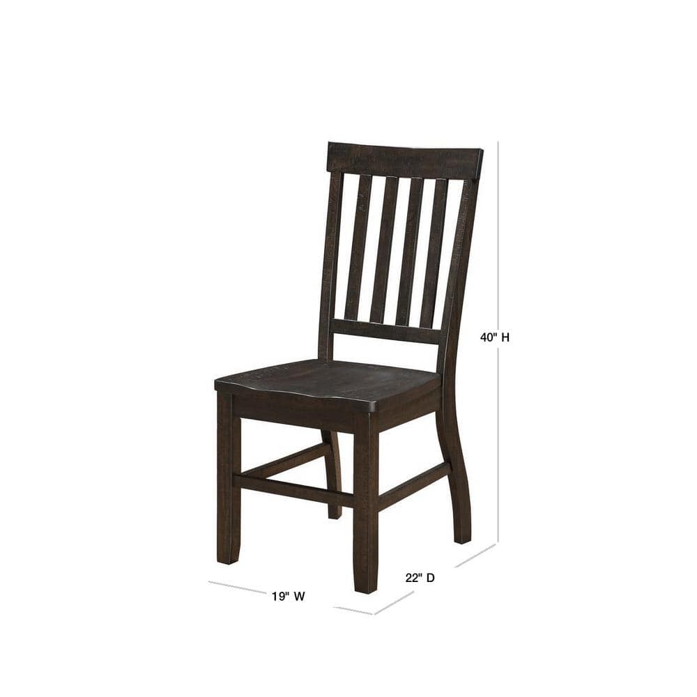 Rustic Walnut High Back Wooden Slat Side Chair