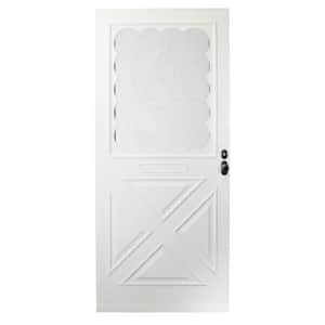 36 in. x 80 in. Forever White Universal Store-in-Door Crossbuck Composite Storm Door