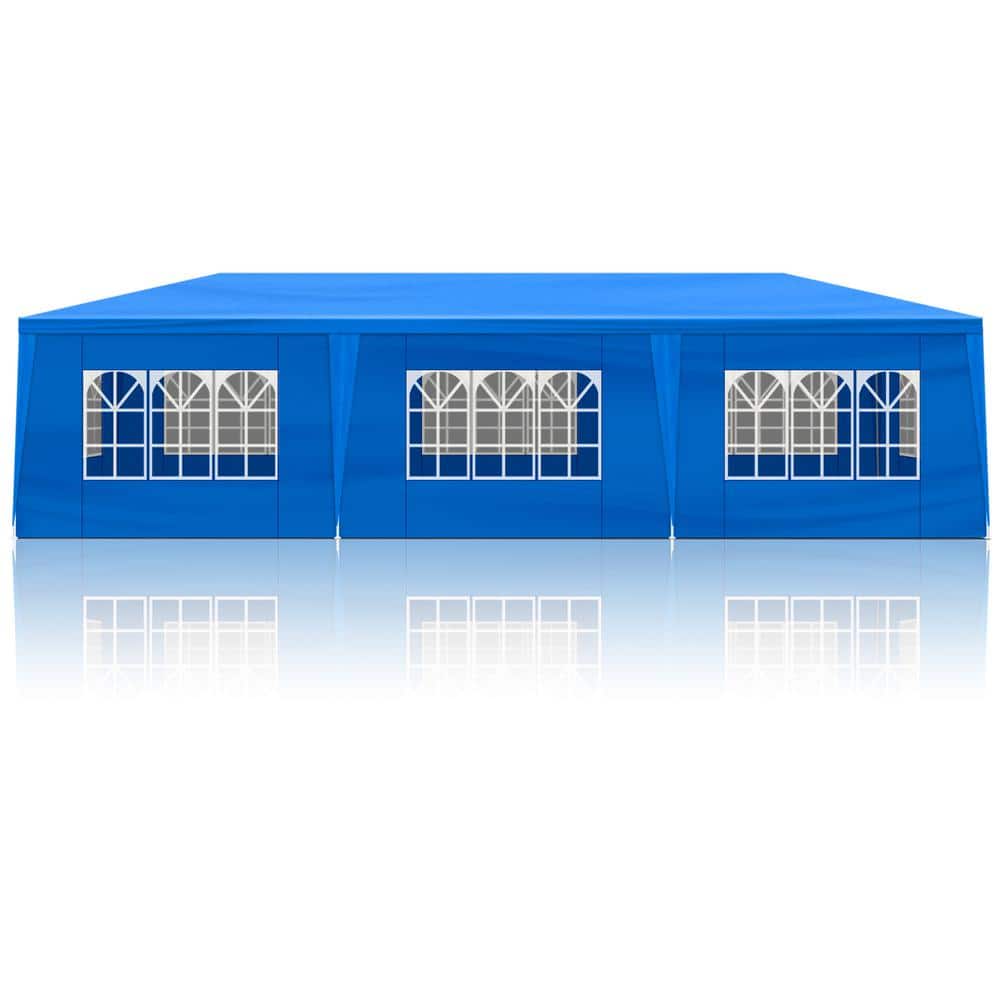 Large Blue Iron Outdoor Party Tent with 8 Sidewalls