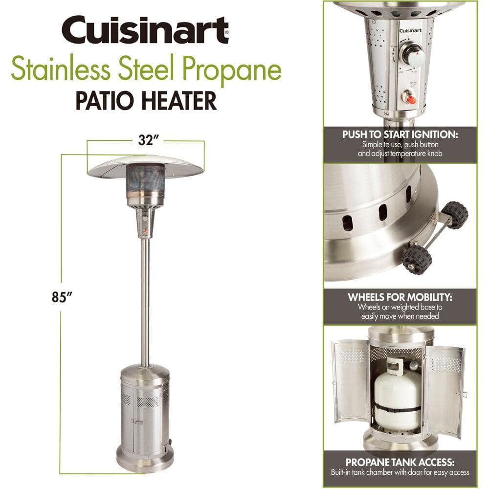 Stainless Steel Propane Patio Heater with Wheeled Base