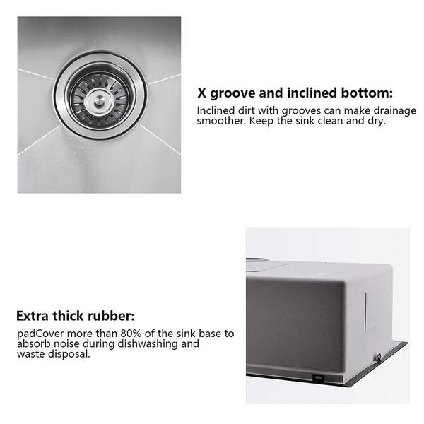 Boosicavelly 27 in. Undermount Single Bowl 18 Stainless Steel in