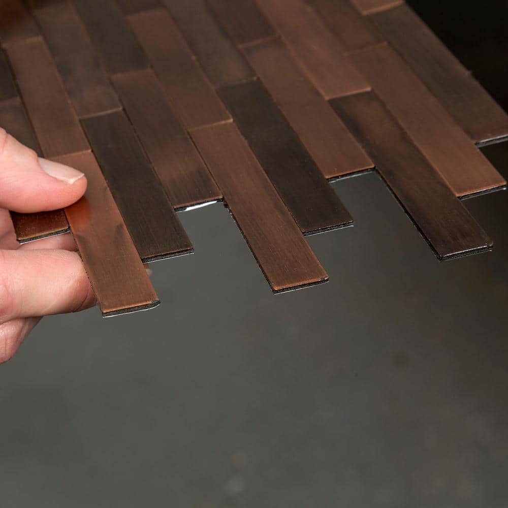Aged Copper 13.5'' x 5.75'' Peel and Stick Metal Backsplash Tile