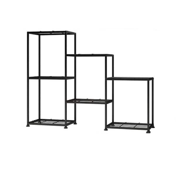 3-Tiers 7-Potted Black Plant Rack Iron Plant Stand Garden Shelf (32 in. H)
