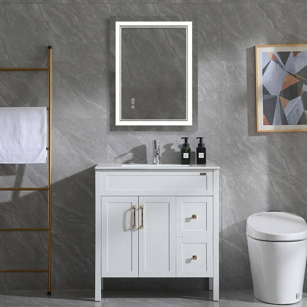 Cesicia 24 in. W x 32 in. H Rectangular Frameless Anti-Fog Wall Mounted ...