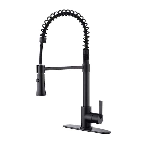 Ultra Faucets Euro Spring Spout Single-Handle Pull-Down Sprayer Kitchen Faucet w/Accessory Rust and Spot Resist in Oil Rubbed Bronze