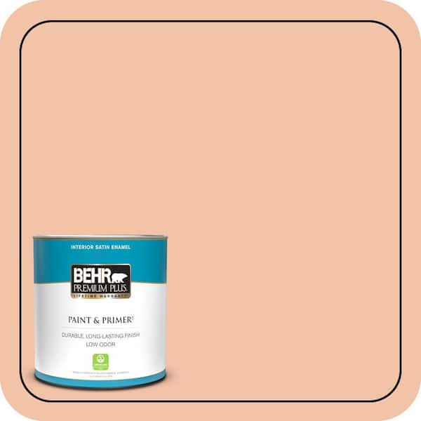 BEHR PREMIUM PLUS 1 qt. Home Decorators #HDC-FL13-4 Pumpkin Mousse Satin Enamel Low Odor Interior Paint & Primer
