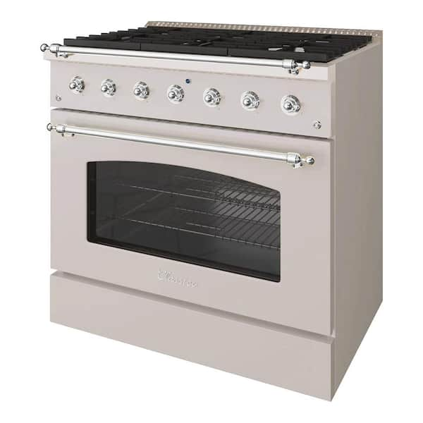 BOLD 36 Freestanding All Gas Range with LP Gas Stove and Gas Oven,  Stainless steel with Chrome Trim